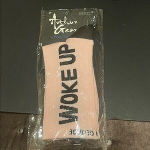 Arthur George pink and black woke up like this socks size 5-11
